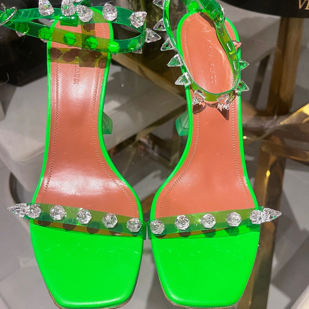 Amina Muaddi julia Neon crystal spike